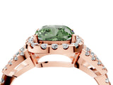 Rose gold Fancy Green Cushion Cut Cut Diamond Halo Engagement Ring with Open Split Pavé Band_4