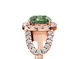 Rose gold Fancy Green Cushion Cut Cut Diamond Halo Engagement Ring with Open Split Pavé Band_5