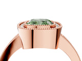 Rose gold Fancy Green Cushion Cut-Cut Diamond Halo Engagement Ring with Pave Band and Prong Setting_4