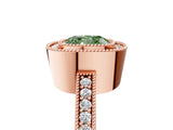Rose gold Fancy Green Cushion Cut-Cut Diamond Halo Engagement Ring with Pave Band and Prong Setting_5