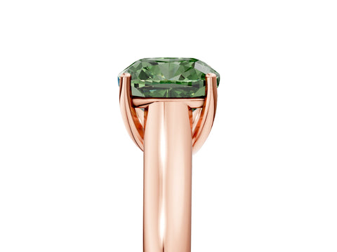 Rose gold Fancy Green Cushion Cut Cut Diamond Solitaire Engagement Ring with Tapered Plain Band and Four-Prong Setting_5