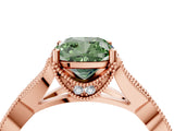 Rose gold Fancy Green Cushion Cut Cut Diamond Twisted Band with Milgrain Pave Setting and Four-Prong Setting_4