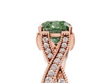 Rose gold Fancy Green Cushion Cut Cut Diamond Twisted Band with Milgrain Pave Setting and Four-Prong Setting_5