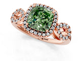 Rose gold Fancy Green Cushion Cut Cut Halo Diamond Infinity Band with Four-Prong Setting_1