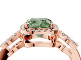 Rose gold Fancy Green Cushion Cut Cut Halo Diamond Infinity Band with Four-Prong Setting_4