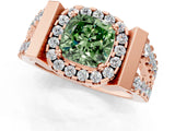 Rose gold Fancy Green Cushion Cut Cut Halo Split Shank Prong Set Ring_1