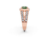 Rose gold Fancy Green Cushion Cut Cut Halo Split Shank Prong Set Ring_2