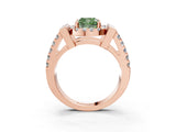Rose gold Fancy Green Cushion Cut Cut Halo Split Shank Prong Set Ring_3