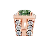 Rose gold Fancy Green Cushion Cut Cut Halo Split Shank Prong Set Ring_5