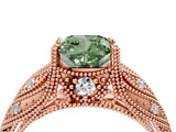 Rose gold Fancy Green Cushion Cut Cut Milgrain Pave Diamond Engagement Ring with Four-Prong Setting_19
