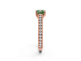 Rose gold Fancy Green Cushion Cut Cut Pave Band Milgrain Solitaire Ring_2