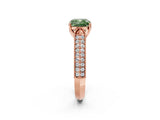 Rose gold Fancy Green Cushion Cut Cut Pave Split Shank Engagement Ring with Four-Prong Setting_2