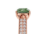 Rose gold Fancy Green Cushion Cut Cut Pave Split Shank Engagement Ring with Four-Prong Setting_5
