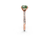 Rose gold Fancy Green Cushion Cut Diamond Brilliant Solitaire Ring with Pavé Band and Four-Prong Setting_14