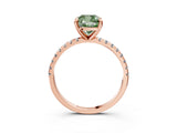 Rose gold Fancy Green Cushion Cut Diamond Brilliant Solitaire Ring with Pavé Band and Four-Prong Setting_15