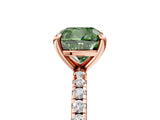 Rose gold Fancy Green Cushion Cut Diamond Brilliant Solitaire Ring with Pavé Band and Four-Prong Setting_17