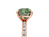 Rose gold Fancy Green Cushion Cut Diamond Brilliant Solitaire Ring with Pavé Band and Four-Prong Setting_5