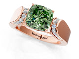 Rose gold Fancy Green Cushion Cut Diamond Channel Set Solitaire Ring with Four-Prong Setting_13