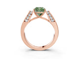 Rose gold Fancy Green Cushion Cut Diamond Channel Set Solitaire Ring with Four-Prong Setting_15