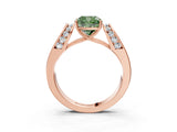 Rose gold Fancy Green Cushion Cut Diamond Channel Set Solitaire Ring with Four-Prong Setting_51
