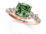 Rose gold Fancy Green Cushion Cut Diamond Cluster Pavé Band with Four-Prong Setting_13