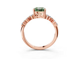 Rose gold Fancy Green Cushion Cut Diamond Cluster Pavé Band with Four-Prong Setting_15
