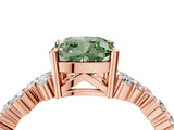Rose gold Fancy Green Cushion Cut Diamond Cluster Pavé Band with Four-Prong Setting_7