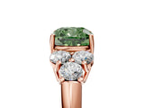 Rose gold Fancy Green Cushion  Cut Diamond Cluster Ring with Round Accent Stones and Prong Setting on a Classic Band_54