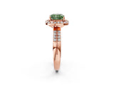 Rose gold Fancy Green Cushion Cut Diamond Double Halo Ring with Split Shank and Four-Prong Setting_2