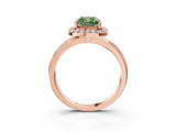 Rose gold Fancy Green Cushion Cut Diamond Double Halo Ring with Split Shank and Four-Prong Setting_3
