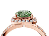 Rose gold Fancy Green Cushion Cut Diamond Double Halo Ring with Split Shank and Four-Prong Setting_4