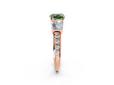 Rose gold Fancy Green Cushion Cut Diamond Engagement Ring with Baguette Side Stones and Channel Set Band_22