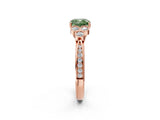 Rose gold Fancy Green Cushion  Cut Diamond Engagement Ring with Bezel Set Round Side Stones and Prong Setting_51