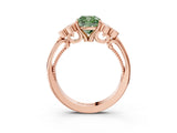 Rose gold Fancy Green Cushion  Cut Diamond Engagement Ring with Bezel Set Round Side Stones and Prong Setting_52
