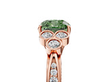 Rose gold Fancy Green Cushion  Cut Diamond Engagement Ring with Bezel Set Round Side Stones and Prong Setting_54