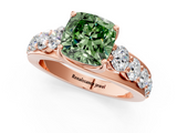 Rose gold Fancy Green Cushion  Cut Diamond Engagement Ring with Pavé Band and Four-Prong Setting_4