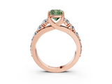 Rose gold Fancy Green Cushion  Cut Diamond Engagement Ring with Pavé Band and Four-Prong Setting_6