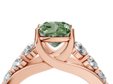Rose gold Fancy Green Cushion  Cut Diamond Engagement Ring with Pavé Band and Four-Prong Setting_7