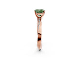 Rose gold Fancy Green Cushion Cut Diamond Engagement Ring with Side Stone Accents and Four-Prong Setting_14