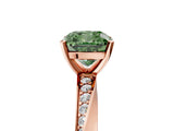 Rose gold Fancy Green Cushion Cut Diamond Engagement Ring with Side Stone Accents and Four-Prong Setting_17