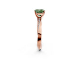 Rose gold Fancy Green Cushion Cut Diamond Engagement Ring with Side Stone Accents and Four-Prong Setting_74
