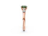 Rose gold Fancy Green Cushion  Cut Diamond Five-Stone Prong Set White Gold Ring_34