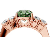 Rose gold Fancy Green Cushion  Cut Diamond Five-Stone Prong Set White Gold Ring_36