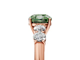 Rose gold Fancy Green Cushion  Cut Diamond Five-Stone Prong Set White Gold Ring_37