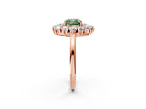 Rose gold Fancy Green Cushion Cut Diamond Floral Double Halo Engagement Ring with Prong Setting_26