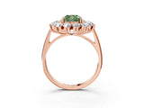 Rose gold Fancy Green Cushion Cut Diamond Floral Double Halo Engagement Ring with Prong Setting_27