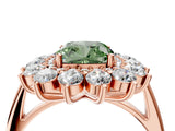 Rose gold Fancy Green Cushion Cut Diamond Floral Double Halo Engagement Ring with Prong Setting_28