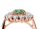 Rose gold Fancy Green Cushion Cut Diamond Floral Double Halo Engagement Ring with Prong Setting_76
