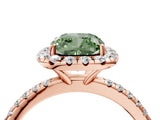 Rose gold Fancy Green Cushion  Cut Diamond Floral Halo Engagement Ring with Pavé Band and Prong Setting_41