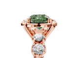 Rose gold Fancy Green Cushion  Cut Diamond Floral Halo Engagement Ring with Shared Prong Setting 5